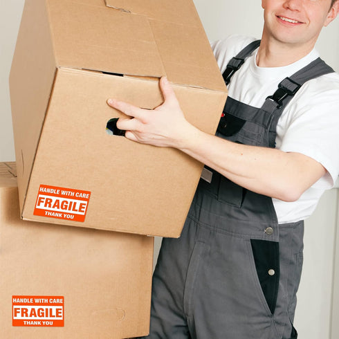 500 Fragile Stickers, 1 Roll 2" x 3" Fragile - Handle with Care - Thank You Shipping Labels Stickers (500 Labels/Roll)