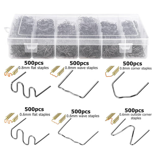 ZOOFOX 3000 Pieces Plastic Welder Staples, Welding Hot Staples with Storage Box, 0.6 and 0.8mm Plastic Welding Kit for Repair Car Bumpers Dashboards Lamp Holders Daily Plastics Supplies