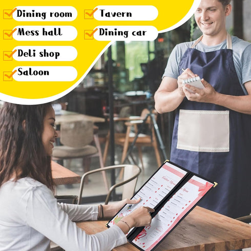 10 4.5 11 Inches (4 8 Ziliny Pcs x Transparent Restaurant Menu Holders Clear Menu Covers with Metal Corners Black