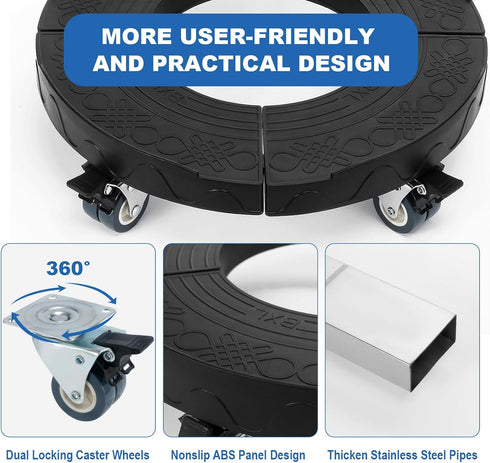 15-19 Inch 4 440lbs W B D WEIBIDA Trash Can Dolly Wheels Adjustable Round Roller with Wheels Drum Cart Heavy Duty Keg