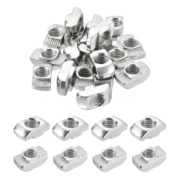 uxcell 100Pcs M8 T Nut Sliding T Slot Fastener, Carbon Steel Nickel Plated Half Round Roll for 4040 Series Accessories