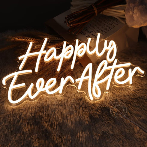5V 15.75"X9.2" SYLHOME Happily Ever After LED Neon Light Sign Wedding Party Birthday Neon Art Wall Sign Decor USB