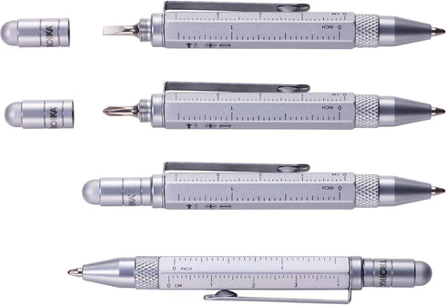 Troika Multi-Tasking Ballpoint Pen (Small), Centimeter/Inch Ruler, Slotted/Phillips Screwdriver, Stylus (Red), Black Lead, Includes 2 Refills, Aluminium/Brass/Steel, Matte, Red by Troika