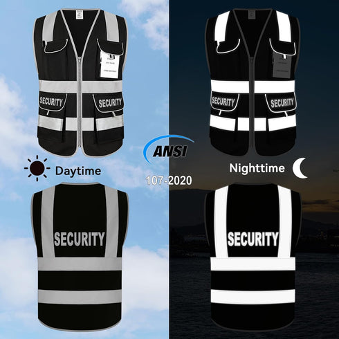 9 Security Vest for Security Guard Pockets, Meets ANSI