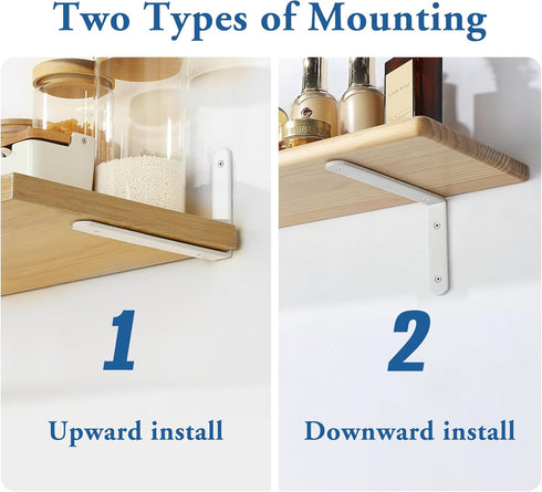 Mooche 4Pack 12*6.48 Inch) Floating Shelf Brackets, Heavy Duty Metal L Brackets Wall Mounted Corner Brace Angle Bracket