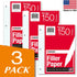 KAISA Filler Paper Loose Leaf Paper, Wide Ruled, 8"x10-1/2", 3-Hole Punched Binder Paper, 150 Sheets/pack, 3Pack