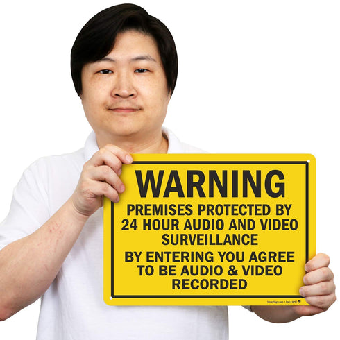 SmartSign 10"x14" Warning Sign - 'Premises Protected By 24 Hour Audio/Video Surveillance'