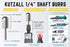 Kutzall Original Ball Nose Rotary Burr, 1/4" Shaft, Coarse - Wood Carving Bit for Bosch, DeWalt, Milwaukee