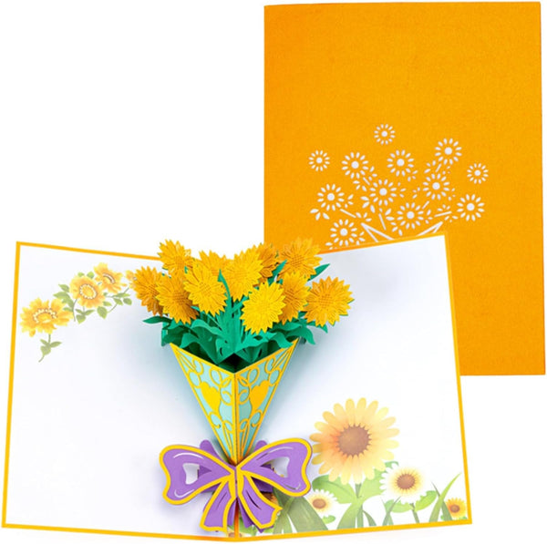 RSORGN Greeting Cards, 3D Sunflower Bouquet Greeting Cards, Surprise Gifts for Mother's Day