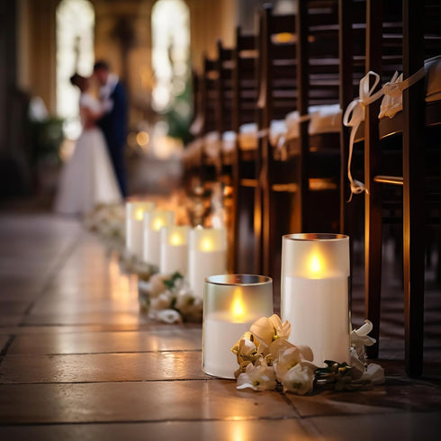 Set 3, Homemory Flameless Candles of White Acrylic LED Candles Upgraded Realistic Battery Operated Flames with Remote