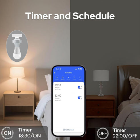 Orielis ControlE26/E27 Bulb Light Socket Adapter, Zigbee Protocol Remote Adapter, APP Remote Control, Smart Lamp Socket