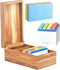 Neando 3’’x5’’ Index Card Holder, Acacia Box with Dividers, 4 Compartments for 600 Cards, Recipe Box