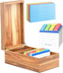 Neando 3’’x5’’ Index Card Holder, Acacia Box with Dividers, 4 Compartments for 600 Cards, Recipe Box