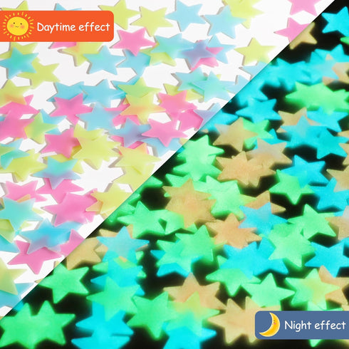 100pcs AM AMAONM Glow in The Dark Luminous Stars Fluorescent Noctilucent Plastic Stars Wall Stickers Glowing Stars