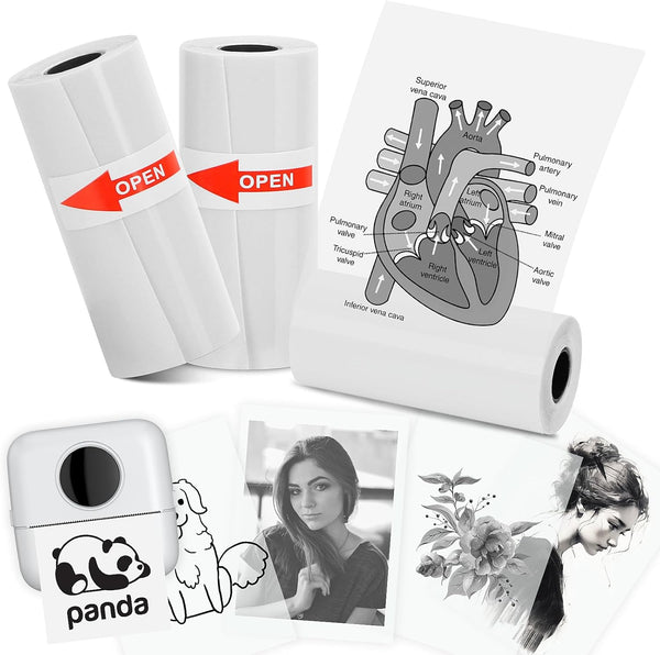 HuiJuKeJi Mini Printer Paper, 3 Rolls Self-adhesive Transparent 5.7 x 2.5cm Thermal Inkless Sticker Paper for Bluetooth