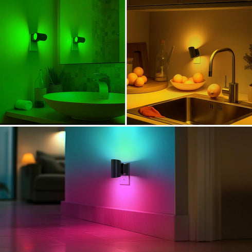 10-Color Kids,180 Gift-2 Pack Briignite Night Lights Plug into Wall, Changing RGB Night Light for Rotatable Plug