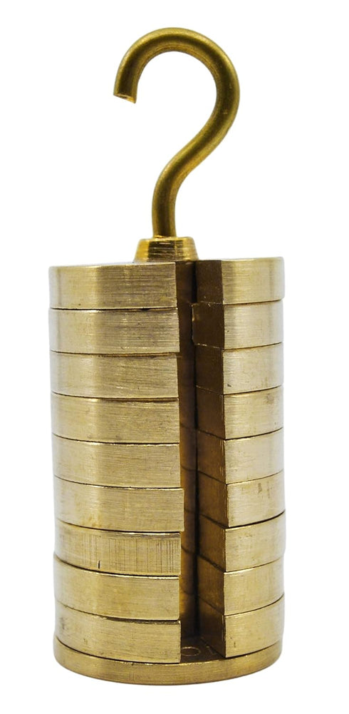 EISCO Slotted Weight Set, 100g - Brass - with Hook - Removable Weights - 10g Each