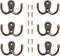 6 Pcs Double Prong Robe Hooks, Wall Mounted Dual Coat Hooks for Bathroom Bedroom Door, Retro Metal Hanger