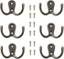 6 Pcs Double Prong Robe Hooks, Wall Mounted Dual Coat Hooks for Bathroom Bedroom Door, Retro Metal Hanger