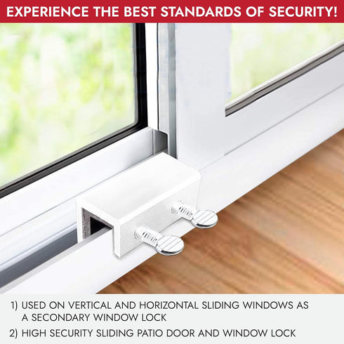 NU-SET Lock, Sliding Window Lock, Double Thumb Screw Window Lock for Security, Home Improvement & Door Hardware, 2 Packs