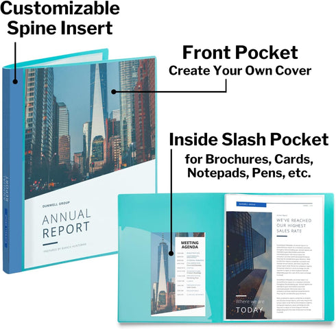 Dunwell Presentation Binder 12-Pocket, Displays 24 Pages, 8.5x11 Portfolio Binder with Plastic Sleeves for Documents