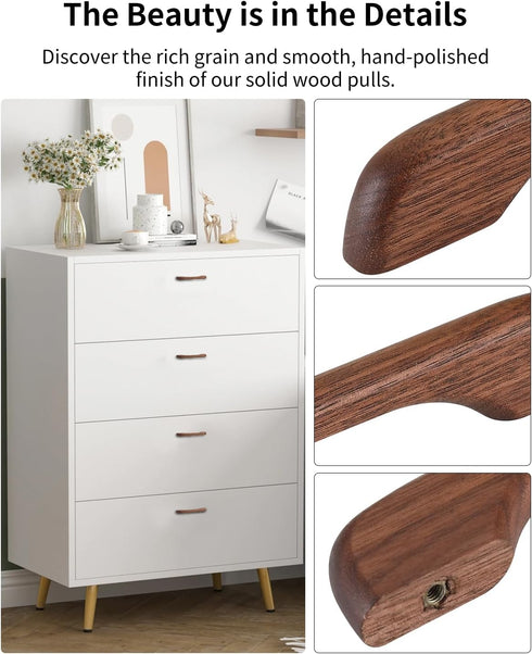 3.75 Inch (96mm) 2 Pack Lafoy Hole Centers Solid Walnut Wood Cabinet Handle, Brown Wooden Drawer Pull Replacement