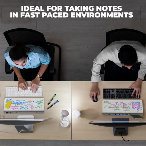 Glass Dry Erase Whiteboard Desktop Pad, 4 Markers & 1 Eraser, Desk Computer Buddy for Home Office & Studying