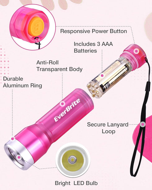 3 3 1 Pack EverBrite Small Flashlight, Compact LED Flash Light with Modes, AAA Batteries Included, Water-Resistant Mini