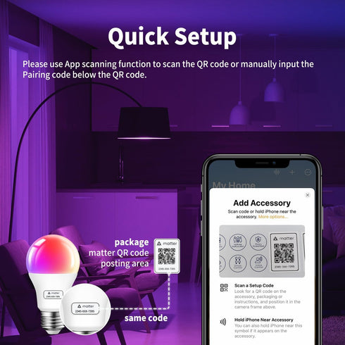 Bulbs 8.5W (60W A19 E26 Bulb Bulb, 806lm,2.4Ghz Required2-Pack ANWIO Matter Smart Light Replacement) LED Compatible