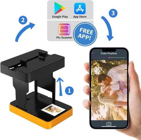 DigitConvert 35mm, 35mm Mobile Film Scanner Positive Slide & Negative Scanner Photo Scanner Converts Slides & Negatives