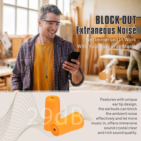 Hearprotek Earplug Headphones for Work, Safety Foam Earbuds for Hearing Protection Noise Isolation