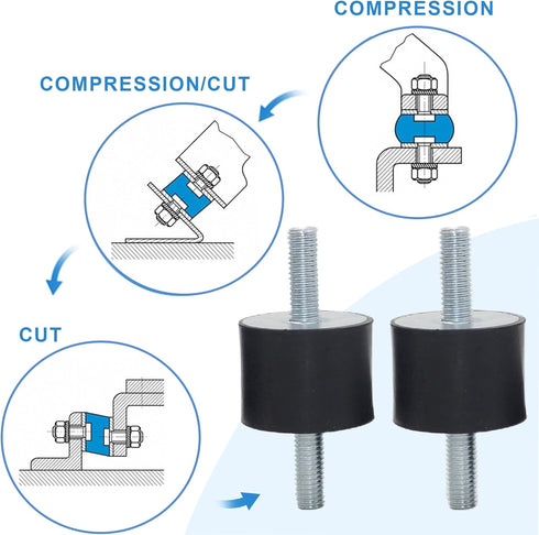 M8 Rubber Studs Shock Absorber Anti-Vibration Isolator Mounts, 4 Packs for Air Compressors, Garage Motors