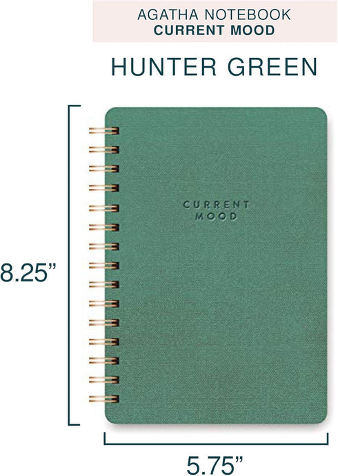Orange Circle Studio Agatha Notebook, Current Mood, 5.75" x 8.25", 208 Lined Pages, Hunter Green