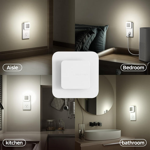 Wall,5000K Hallway/Stairway/Bathroom/Bedroom/Kitchen,2 Packs Midea Night Lights Plug Into Night Light with Dusk to Dawn