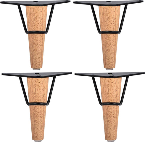 TCHOSUZ 5 Inch / 13 cm Wooden Furniture Legs, Set of 4 Solid