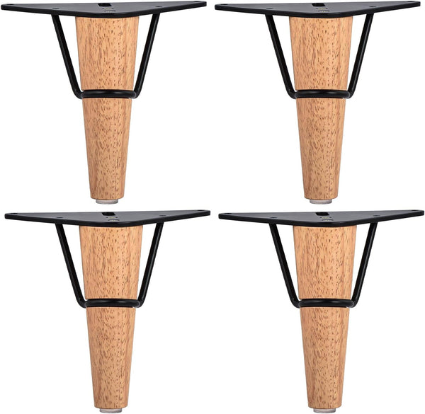 TCHOSUZ 5 Inch / 13 cm Wooden Furniture Legs, Set of 4 Solid