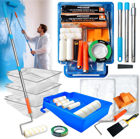 King Origin 20-Piece Paint Roller Kit, 9" & 4" Paint Roller with