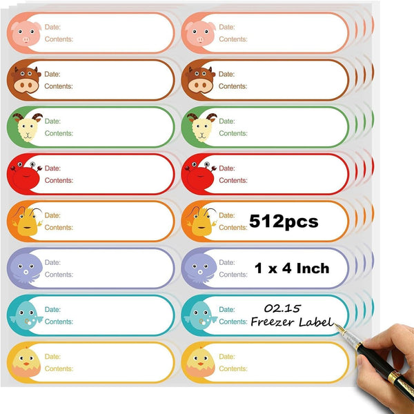 512pcs 1 x 4 Inch Baby Milk Bottle Labels to Write On,Freezer