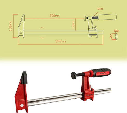 12 Inch Set, 4 Pack 600 lbs HimaPro Bar Clamp Load Limit Medium Duty Quick Release Steel F Clamp, Ideal