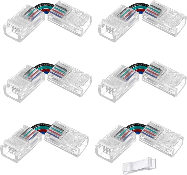 90 Degree Angle 4 Pin Track Lighting Connectors, 10Mm Wide Unwired Gapless Solderless L Shape LED Corner Connectors