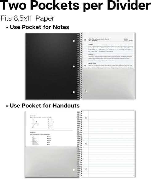 Dunwell College Ruled Spiral Notebook, 1 Subject, 8.5 x 11, Protective Plastic Cover, 80 Sheets, Perforated Pages