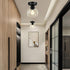 5.91 Inch Closet (E26 Bulb) Industrial Semi Flush Mount Ceiling Light, Clear Glass Ceiling Lamp Shade, Matte Black