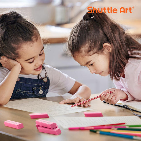 Shuttle Art 200 Pack Pink Erasers Bulk for School, Office, Latex-Free Soft Erasers for Kids, Teachers