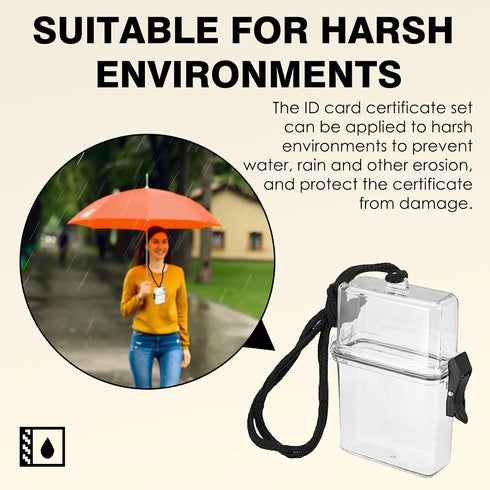 Waterproof ID Card Badge Holder Case - Floating Sports Case with Hanging Ring and Rope for Swimming and Boating