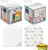 Whimsical Cats Sticky Note Cube, 600 Sheets, 2.75" Memo Block Printed on 4 Sides, Different Feline Design On Each Side