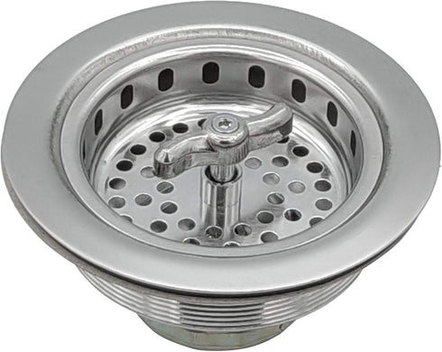 Spin and Seal Kitchen Basket Strainer, Solid Stainless Steel, Fits 3-1/2"-4" Universal Fit