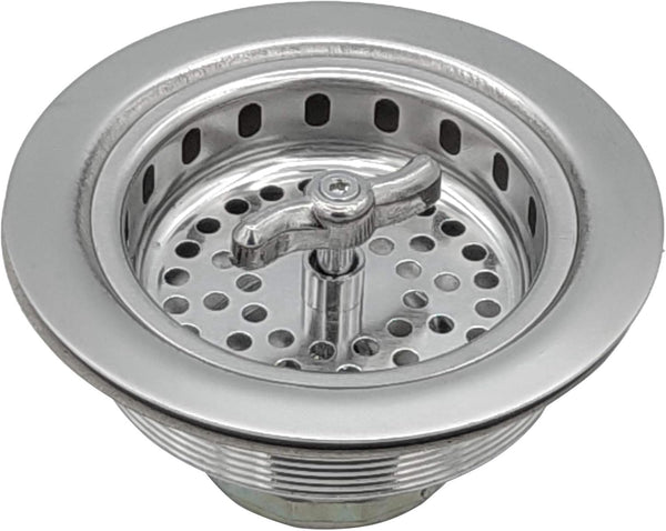 Spin and Seal Kitchen Basket Strainer, Solid Stainless Steel, Fits 3-1/2"-4" Universal Fit