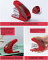 Effortless Mini Stapler Set, 20 Sheet Capacity, Integrated Remover & Staple Storage, 1000 Staples, Red