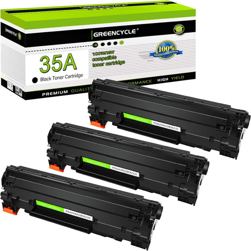greencycle 3 PK Compatible CB435A 35A Black Laser Toner Cartridges for HP Laserjet P1005 P1006 P1007 P1008 P1009