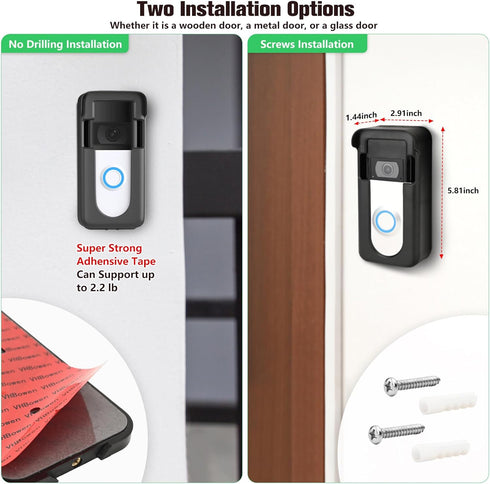 Upgrade Adhesive Doorbell Mount - Compatible with Video Doorbell 1/2/3/3 Plus/4, Easy Installation, No-Drill